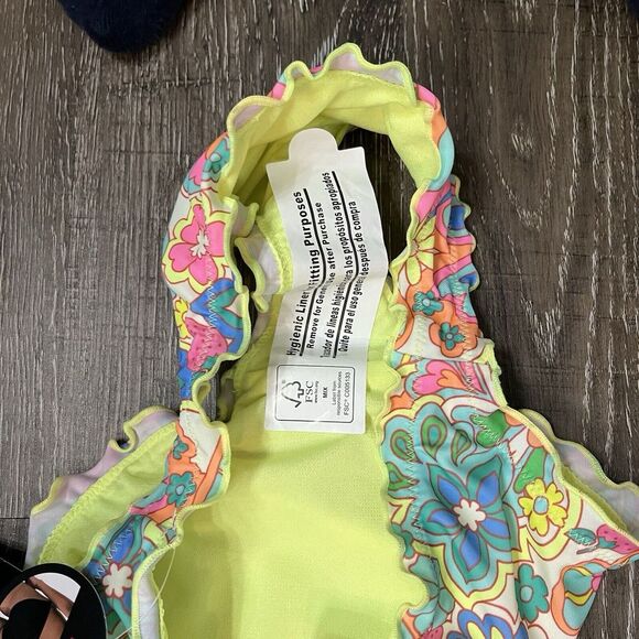 No Boundaries Juniors' Print Lettuce Edge Bikini Swim Bottoms - Floral Dream NWT - Picture 5 of 6